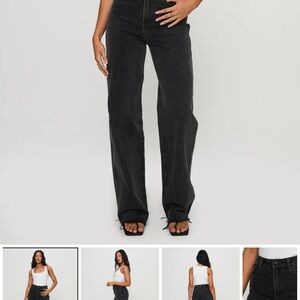 Princess Polly KARLINA HIGH RISE STRAIGHT LEG JEAN CHARCOAL